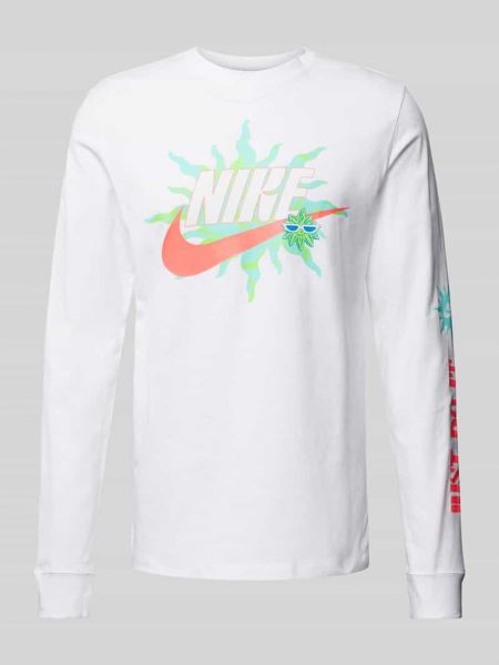 Koszulka z nadrukiem z długim rękawem Nike biała