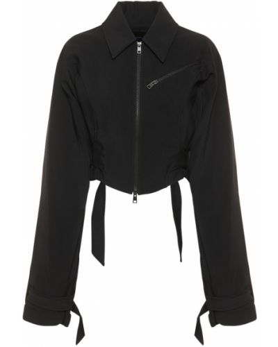 Viskózová vlnená bunda na zips Mugler čierna