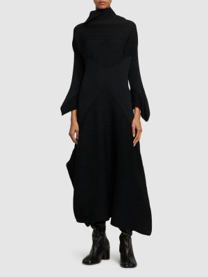 Robe longue en velours côtelé en jersey asymétrique Issey Miyake noir