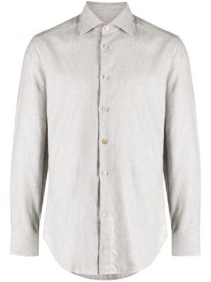 Βαμβακερό πουκάμισο με μοτίβο ψαροκόκαλο Kiton γκρι