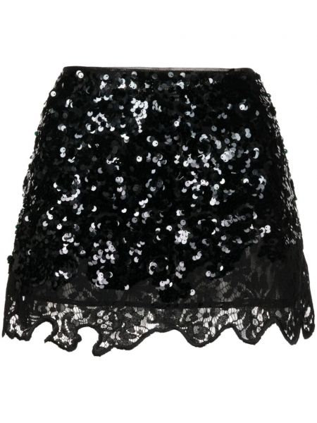 Φούστα mini με δαντέλα Cynthia Rowley μαύρο