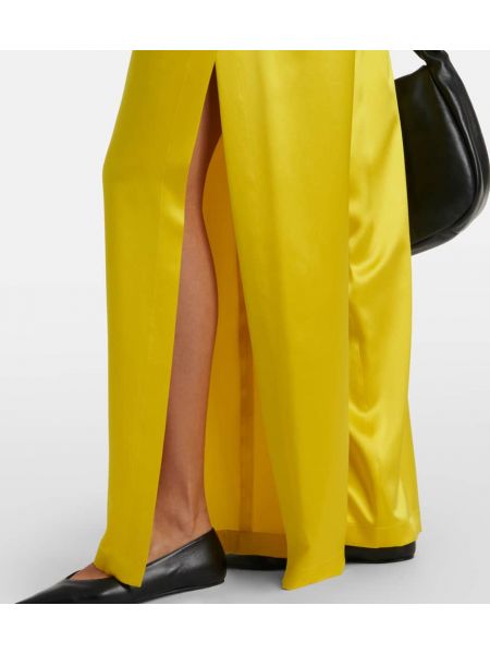 Hedvábné kalhoty relaxed fit Max Mara žluté