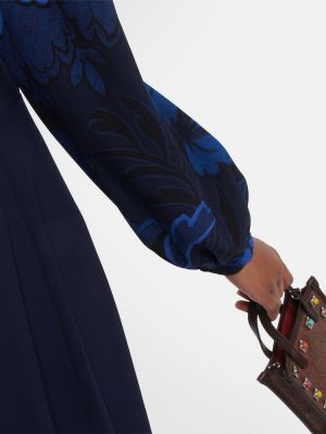 Midi obleka s cvetličnim vzorcem Etro modra