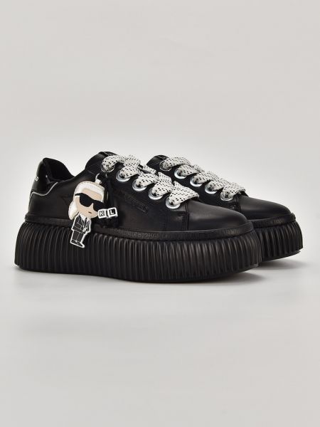 Кожаные туфли на шнуровке слим Karl Lagerfeld черные