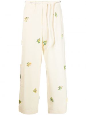 Ravne hlače s aplikacijami Bonsai bela