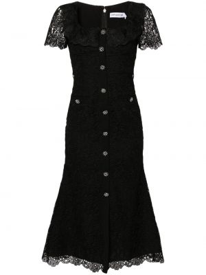 Φλοράλ μίντι φόρεμα Self-portrait μαύρο