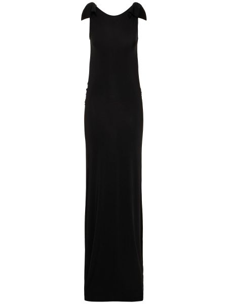 Sukienka długa z otwartymi plecami z dżerseju Nina Ricci czarna