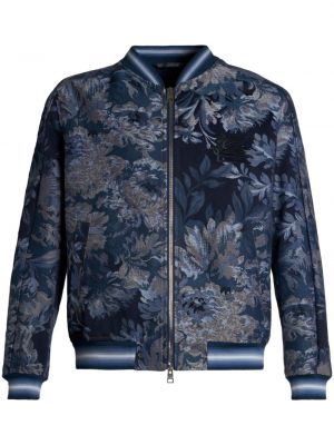 Bomber jakna s cvetličnim vzorcem iz žakarda Etro modra