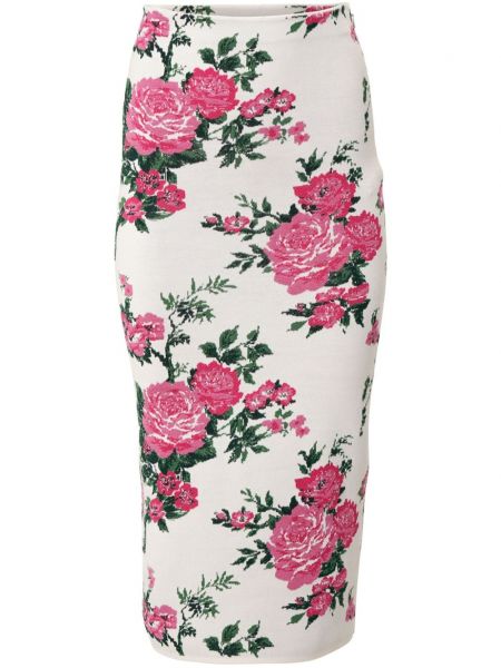 Květinové pouzdrová sukně s potiskem Carolina Herrera bílé