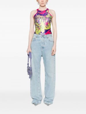 Body z nadrukiem Versace Jeans Couture różowy