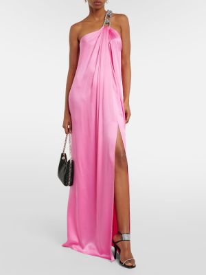 Szatén hosszú ruha Stella Mccartney rózsaszín