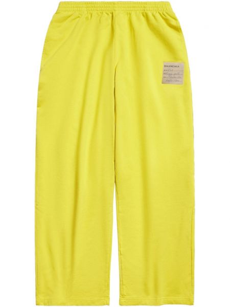 Βαμβακερό παντελόνι σε φαρδιά γραμμή Balenciaga κίτρινο