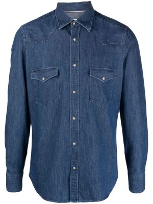 Camicia jeans con bottoni Tintoria Mattei blu