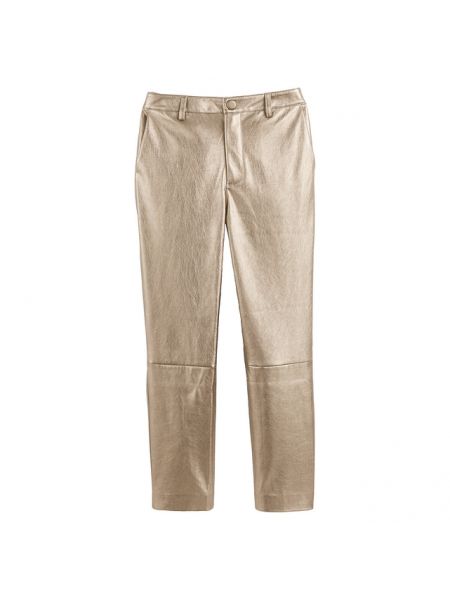 Pantalones rectos de cuero de cuero sintético La Redoute Collections dorado