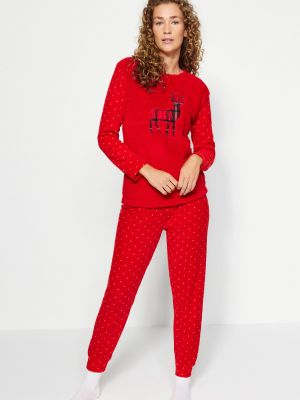 Dzianinowa piżama Trendyol czerwona