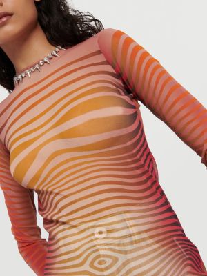 Top a righe in mesh Jean Paul Gaultier arancione