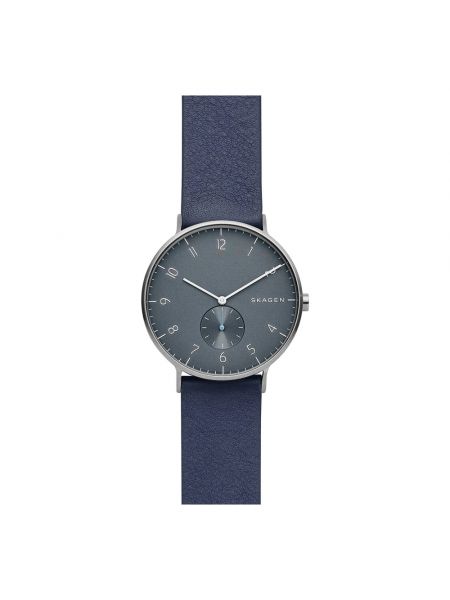 Niebieski zegarek skórzany Skagen