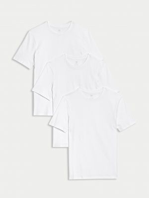 Белая хлопковая футболка с круглым вырезом Marks & Spencer