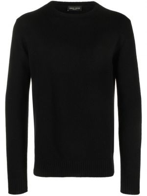 Kašmírový sveter z merina s okrúhlym výstrihom Roberto Collina čierna