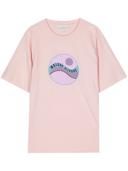Kokvilnas t-krekls Maison Kitsuné rozā