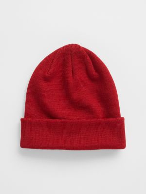 Плетена шапка с козирки Gap червено