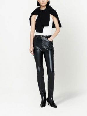 Kožené rovné kalhoty z imitace kůže Anine Bing černé