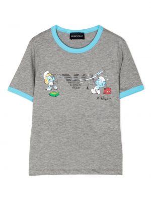 Bomuld t-shirt for piger Emporio Armani Kids grå