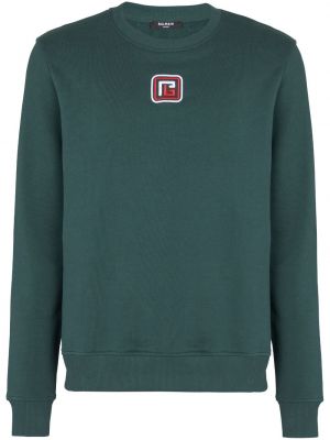 Medvilninis siuvinėtas džemperis Balmain žalia