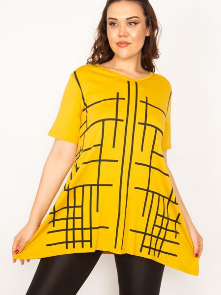 Tunika s printom s v-izrezom şans žuta