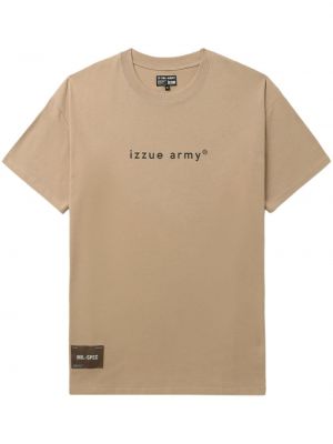 Kokvilnas t-krekls ar apdruku Izzue bēšs