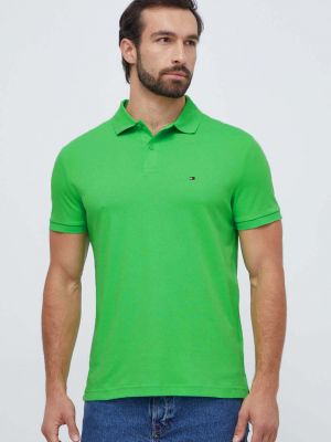 Памучна тениска с дълъг ръкав Tommy Hilfiger зелено