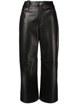 Pantalon taille haute en cuir Drome noir