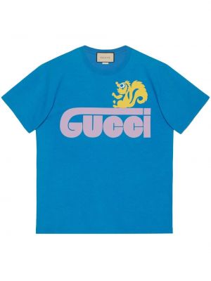 T-shirt con stampa Gucci blu