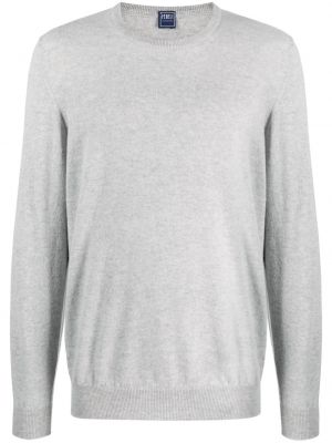 Kašmírový sveter s okrúhlym výstrihom Fedeli sivá
