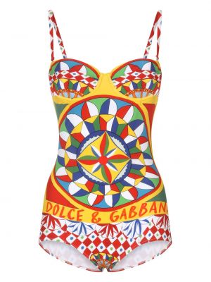 Raštuotas vientisas maudymosi kostiumėlis Dolce & Gabbana