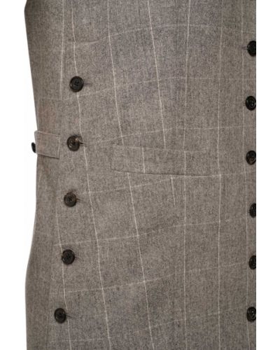 Flanelová kockovaná vlnená vesta Thom Browne sivá