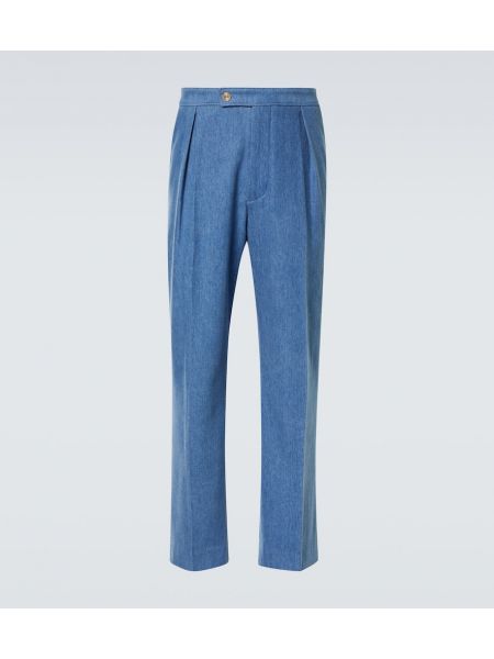 Plisseret straight jeans King & Tuckfield blå