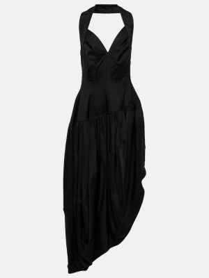 Sukienka midi asymetryczna Bottega Veneta czarna