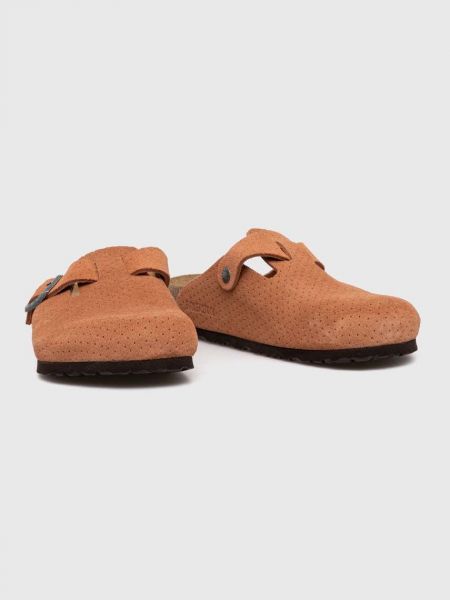 Semišové pantofle Birkenstock oranžové