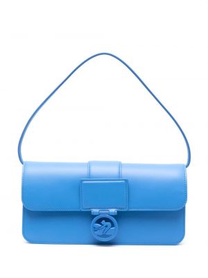 Kožená kabelka Longchamp modrá