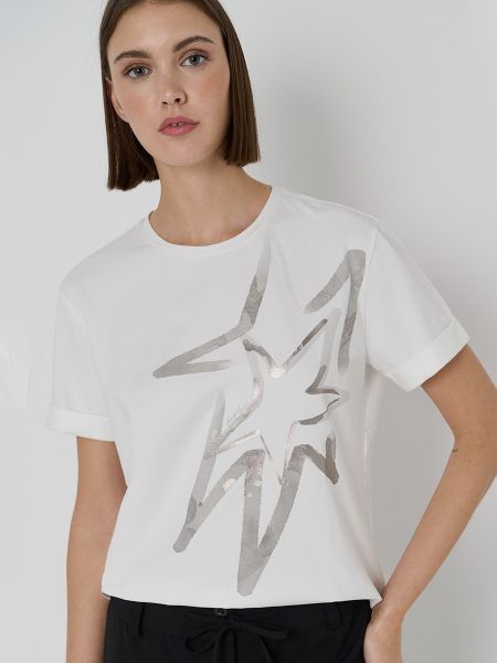 Camiseta con estampado oversized de estrellas Roberto Verino blanco