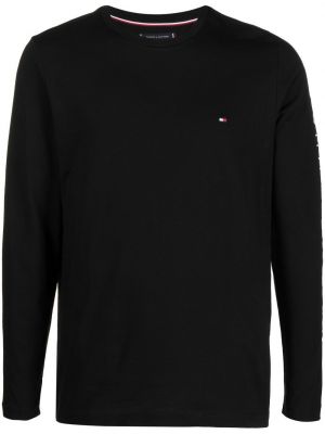 Långärmad t-shirt med broderi Tommy Hilfiger svart