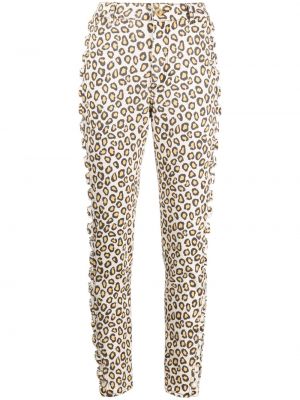 Leopardimustriga mustriline kitsa lõikega teksapüksid Rabanne