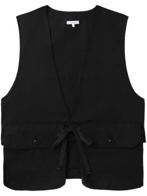 Čipkovaná bavlnená šnurovacia vesta Engineered Garments čierna