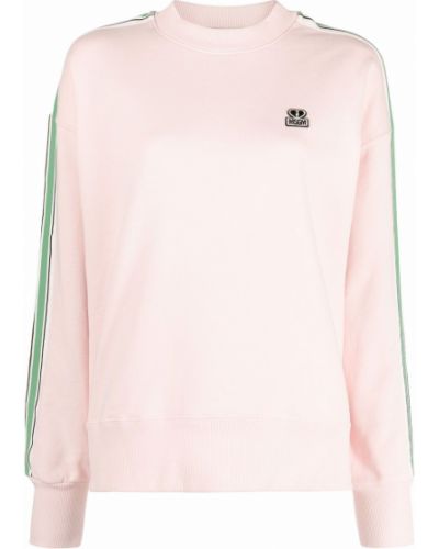 Gestreifter sweatshirt mit rundhalsausschnitt Msgm pink