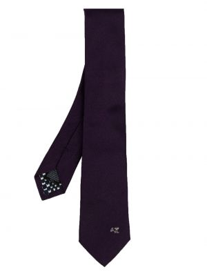Svilena kravata z vezenjem Paul Smith vijolična