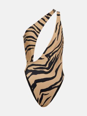 Asimetrični kupaći kostim s printom sa zebra printom Stella Mccartney
