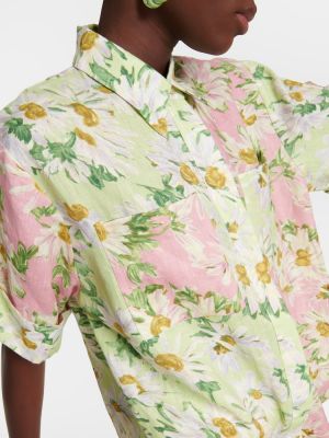 Camicia di lino a fiori Alã©mais verde