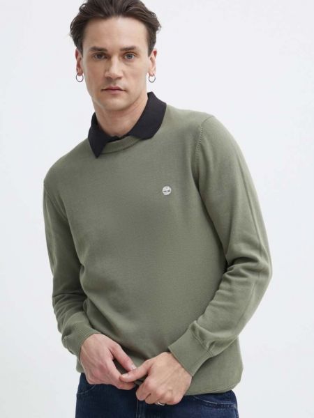 Pamučni pulover Timberland zelena