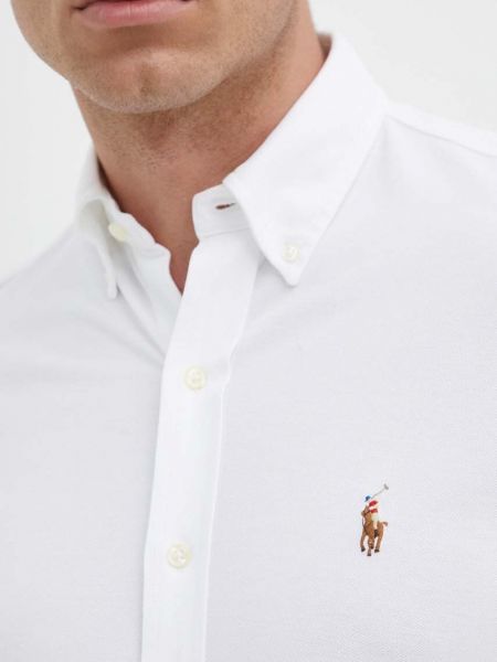 Pernata pamučna košulja s gumbima Polo Ralph Lauren bijela